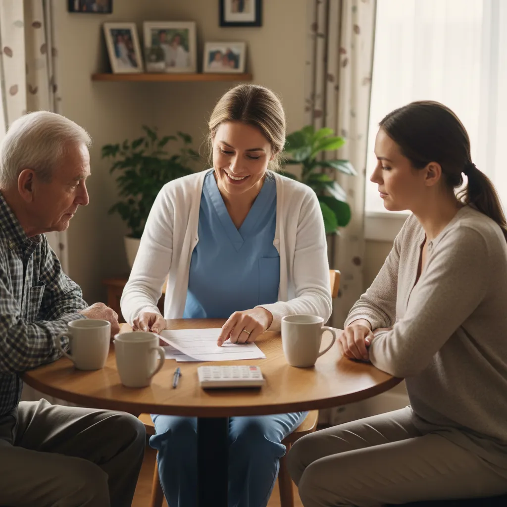 Discussion des tarifs de garde malade avec une famille