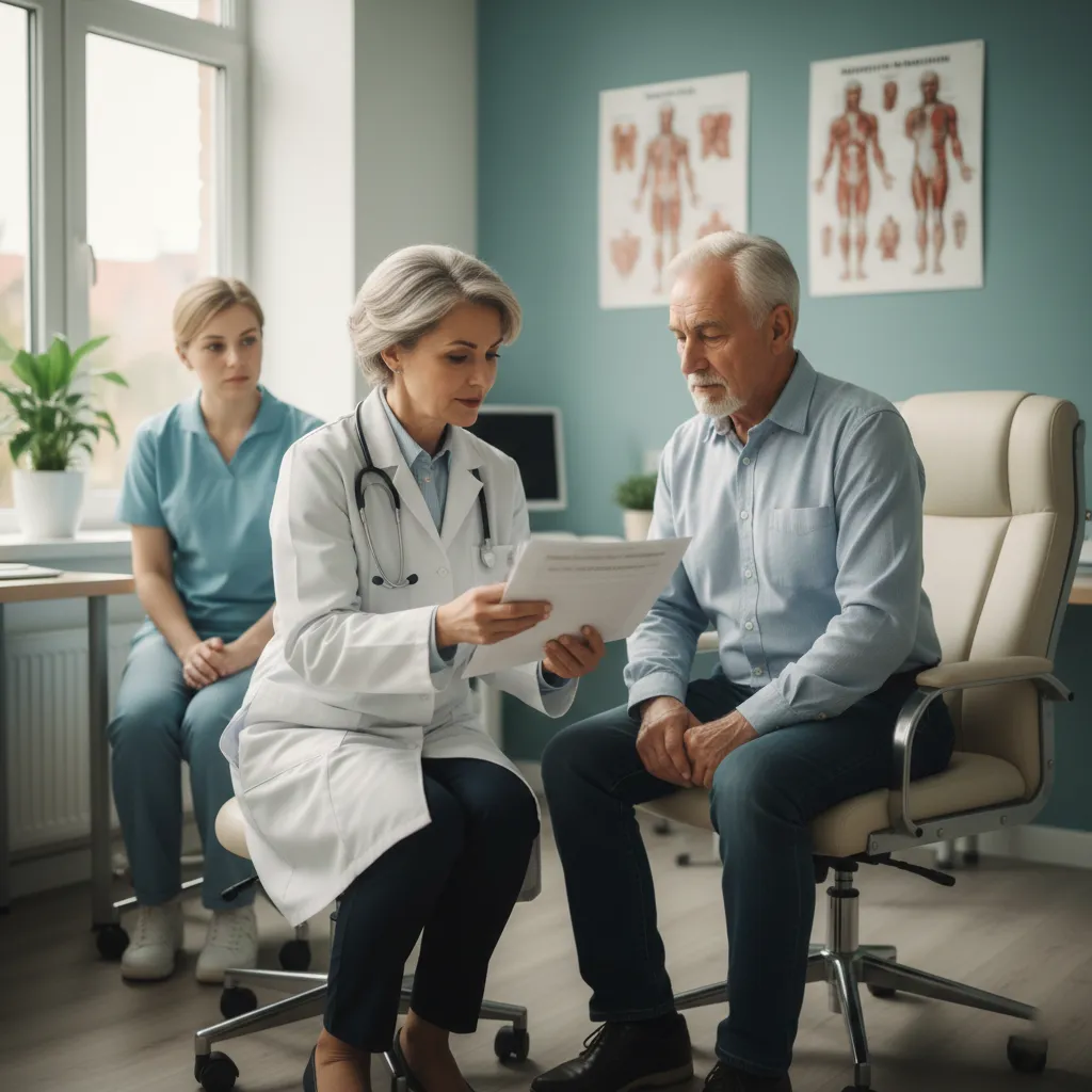 Consultation gériatrique entre un médecin et un patient âgé